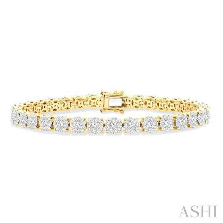 5 Ctw Round Cut Diamond Lovebright Tennis Bracelet in 14K Yellow and White Gold