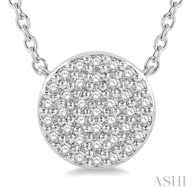 1/6 Ctw Disc Round Cut Diamond Petite Pendant With Chain in 10K White Gold
