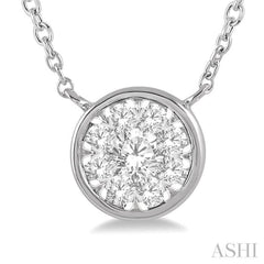 1/4 Ctw Round Shape Lovebright Diamond Pendant With Chain in 14K White Gold