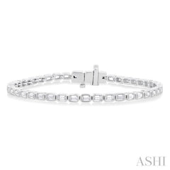 4 1/3 Ctw East-West Bezel Set Emerald Cut Diamond Tennis Bracelet in 14K White Gold