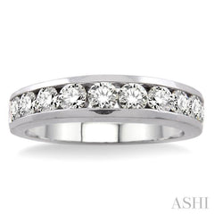 1 Ctw Channel Set Round Cut Diamond Wedding Band in 14K White Gold