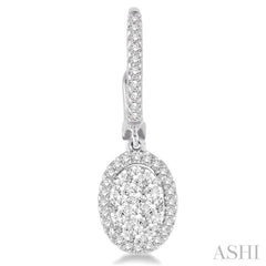 2 Ctw Oval Shape Diamond Lovebright Earrings in 14K White Gold