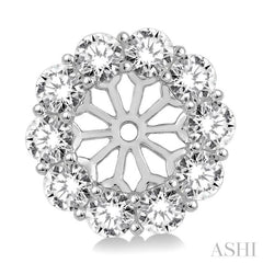 2 Ctw Round Cut Diamond Earrings Jacket in 14K White Gold