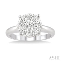 3/4 Ctw Lovebright Round Cut Diamond Bridal Ring in 14K White Gold