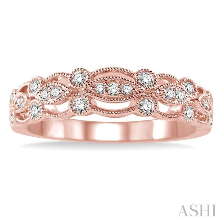 1/4 Ctw Marquise and Round Lattice Diamond Wedding Band in 14K Rose Gold