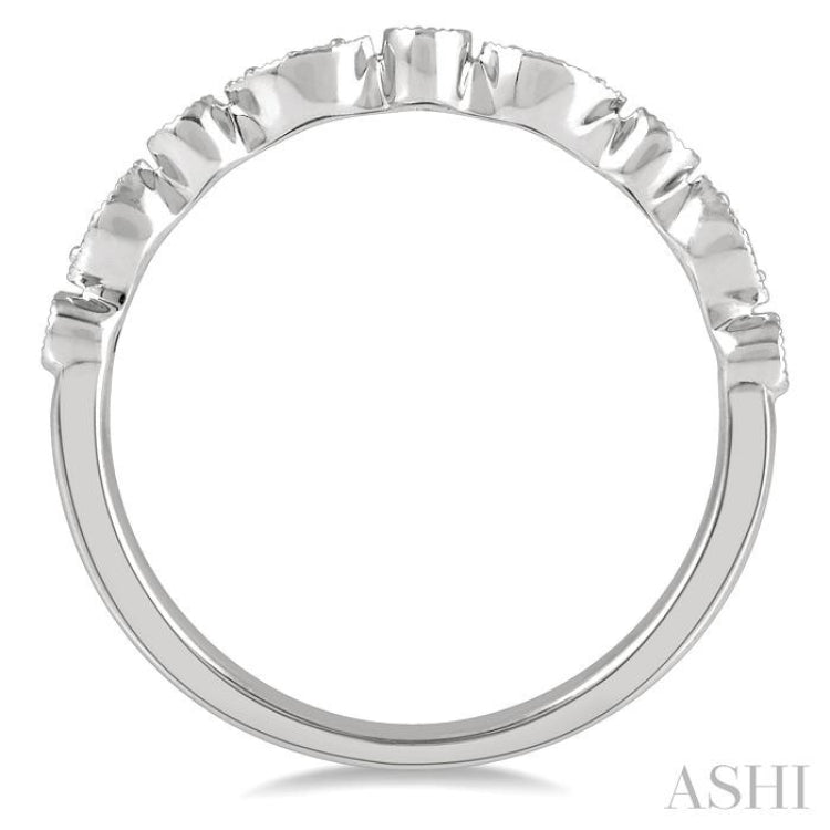 1/10 Ctw Marquise and Circular Lattice Round Cut Diamond Wedding Band in 14K White Gold