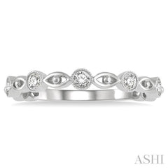 1/5 Ctw Lattice Marquise & Circular Mount Round Cut Diamond Stackable Band in 14K White Gold