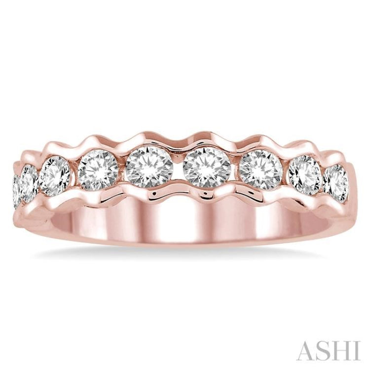 3/4 Ctw Round Cut Diamond Stack Band in 14K Rose Gold