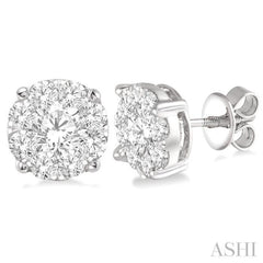 4 Ctw Lovebright Round Cut Diamond Stud Earrings in 14K White Gold