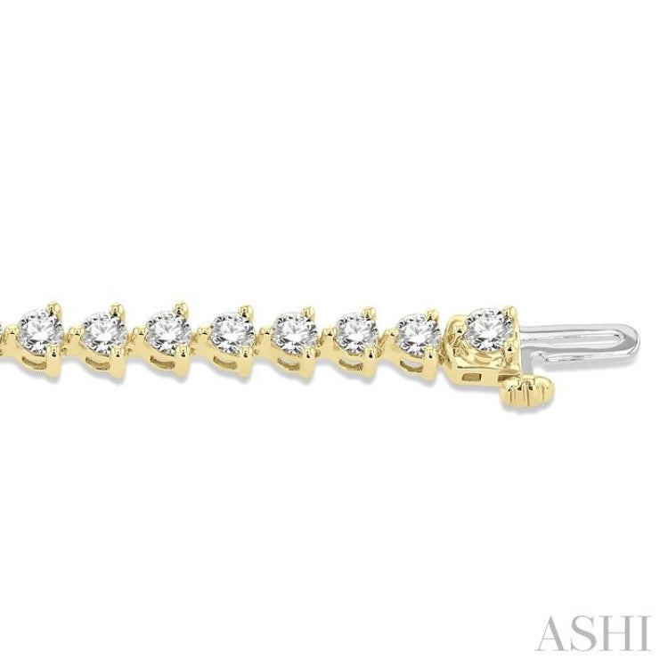 4 Ctw Round Cut Diamond 3-Prong Tennis Bracelet in 14K Yellow Gold