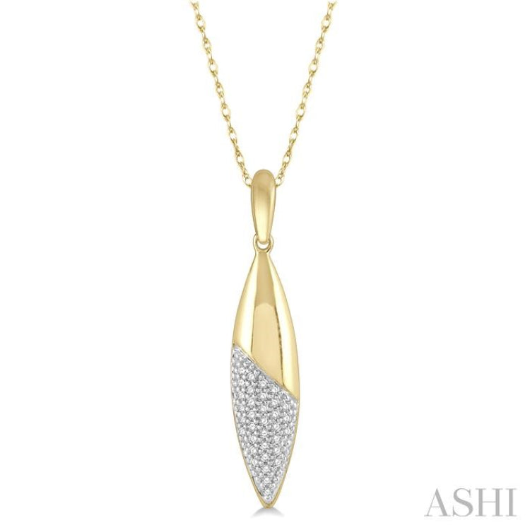 1/10 Ctw Marquise Round Cut Diamond Fashion Pendant With Chain in 10K Yellow Gold