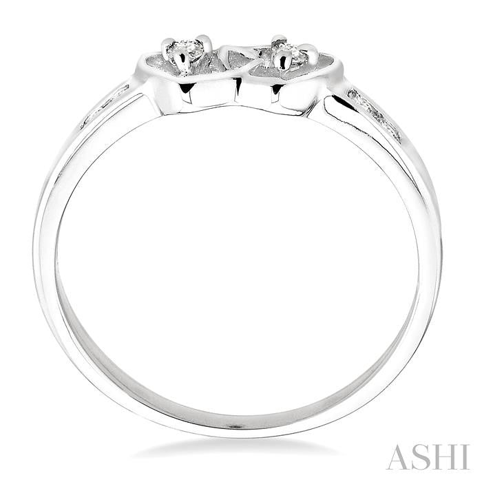 1/10 Ctw Twin Hearts Diamond Ring in 14K White Gold
