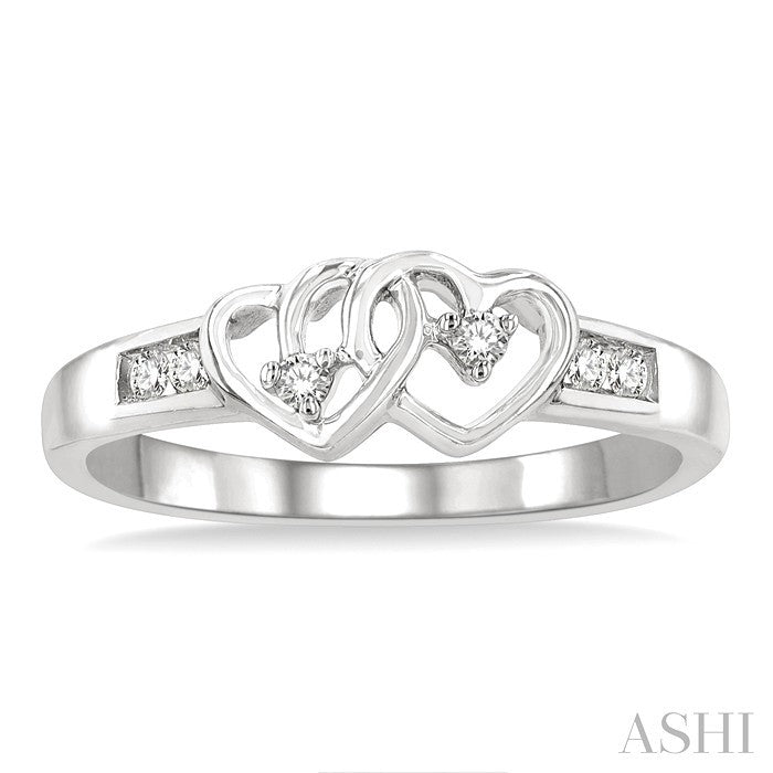 1/10 Ctw Twin Hearts Diamond Ring in 10K White Gold