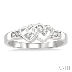 1/10 Ctw Twin Hearts Diamond Ring in 10K White Gold