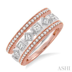 1 Ctw Diamond Stackable Band Set in 14K Rose and White Gold