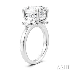 5/8 Ctw Akari Oval Shape Marquise and Round Cut Diamond Semi-Mount Engagement Ring in 14K White Gold