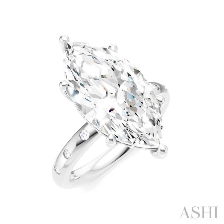 1/5 Ctw Akari Marquise Shape Round Cut Diamond Semi-Mount Engagement Ring in 14K White Gold