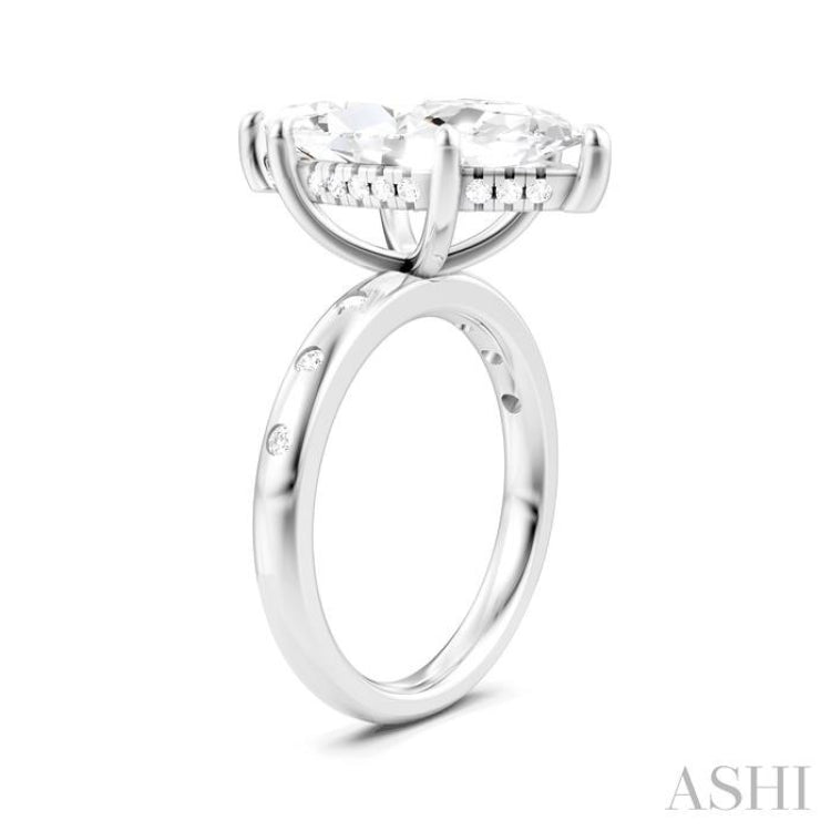 1/5 Ctw Akari Marquise Shape Round Cut Diamond Semi-Mount Engagement Ring in 14K White Gold