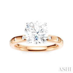1/6 Ctw Round Shape Round Cut Diamond Semi-Mount Engagement Ring in 14K Rose and White Gold