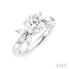 1/2 Ctw Akari Circular Shape Marquise and Round Cut Diamond Semi-Mount Engagement Ring in 14K White Gold