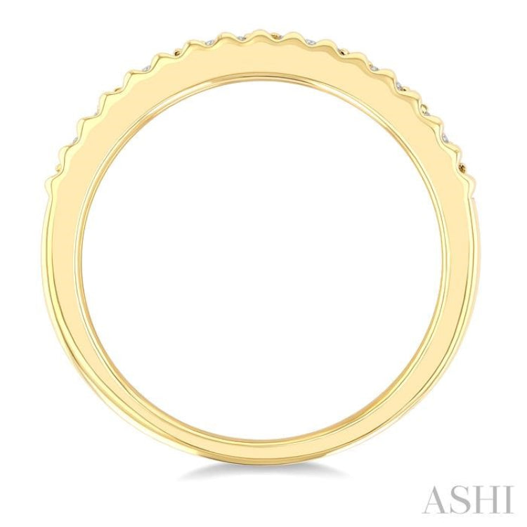 1/10 Ctw Ribbed Round Cut Diamond Pirouette Fashion Band in 10K Yellow Gold