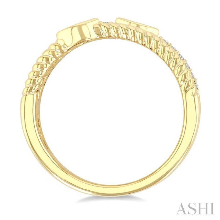 1/5 Ctw Split Three Row Marquise and Round Cut Bead Bijoux Diamond Fashion Band in 10K Yellow Gold