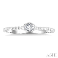 1/6 Ctw Bead Bijoux East-West Bezel Set Oval CutDiamond Stackable Petite Fashion Ring in 14K White Gold