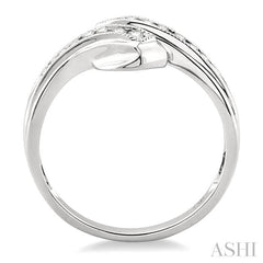 1/4 Ctw Round Cut Diamond By-pass Ring in 10K White Gold