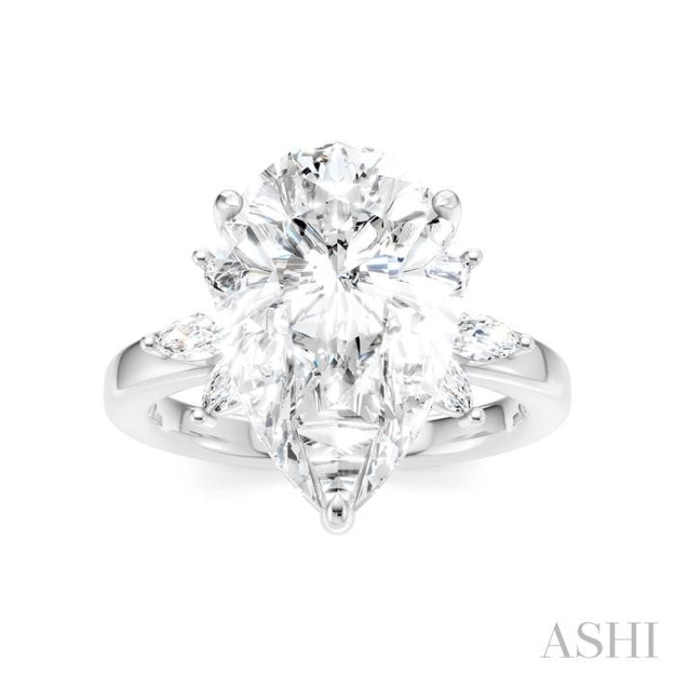 5/8 Ctw Akari Pear Shape Marquise and Round Cut Diamond Semi-Mount Engagement Ring in 14K White Gold