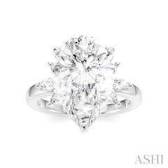 5/8 Ctw Akari Pear Shape Marquise and Round Cut Diamond Semi-Mount Engagement Ring in 14K White Gold
