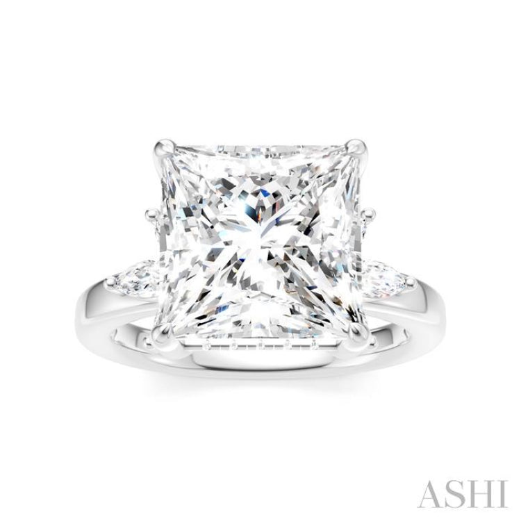 5/8 Ctw Akari Princess Shape Marquise and Round Cut Diamond Semi-Mount Engagement Ring in 14K White Gold