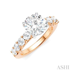 7/8 Ctw Round Shape Round Cut Diamond Semi-Mount Engagement Ring in 14K Rose and White Gold