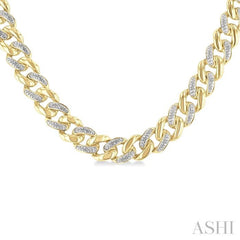 1/4 Ctw Round Cut Diamond Cuban Link Necklace in Yellow Gold Vermeil