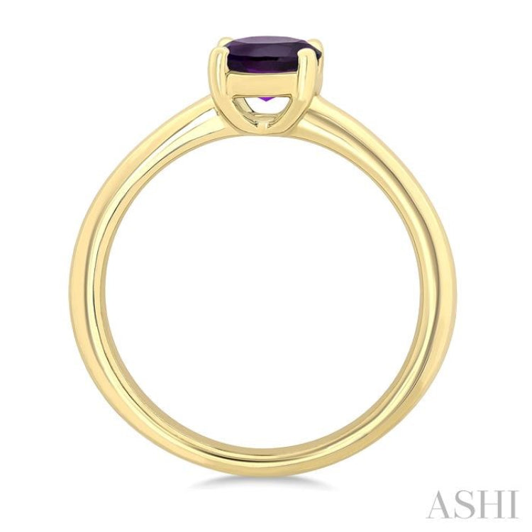 8X6 MM Oval Cut Amethyst Semi-Precious Solitaire Ring in 14K Yellow Gold