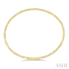 5/8 Ctw Full-Way Square & Pyramid Motif Round Cut Diamond Flex Bangle in 14K Yellow Gold