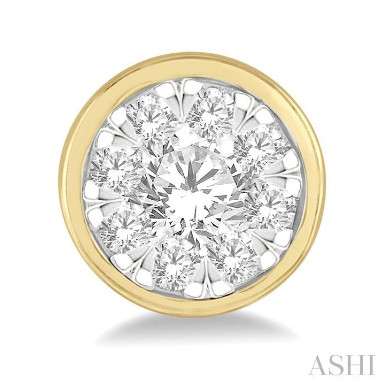 1 Ctw Lovebright Round Cut Diamond Stud Earrings in 14K Yellow and White Gold