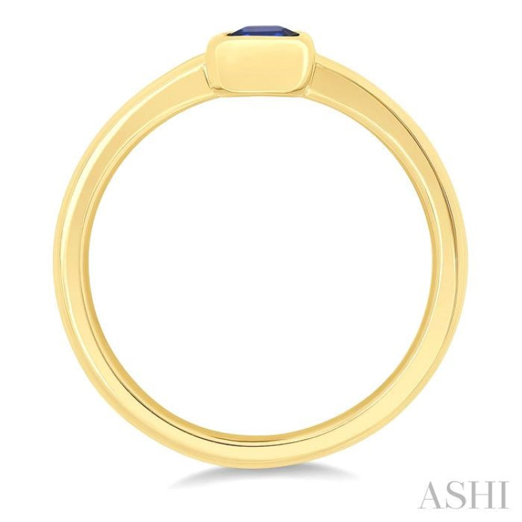 6X4 MM Octagon Shape Sapphire Precious Solitaire Ring in 14K Yellow Gold