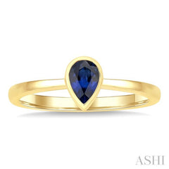 6X4 MM Pear Shape Sapphire Precious Solitaire Ring in 14K Yellow Gold
