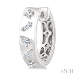 1/3 Ctw Mixed Cut Diamond Fashion Hoop Earrings in 14K White Gold