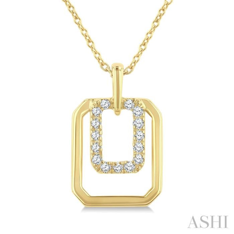 1/10 Ctw Nested Octagonal Frame Round Cut Golden Glow Diamond Fashion Drop Petite Pendant With Chain in 10K Yellow Gold