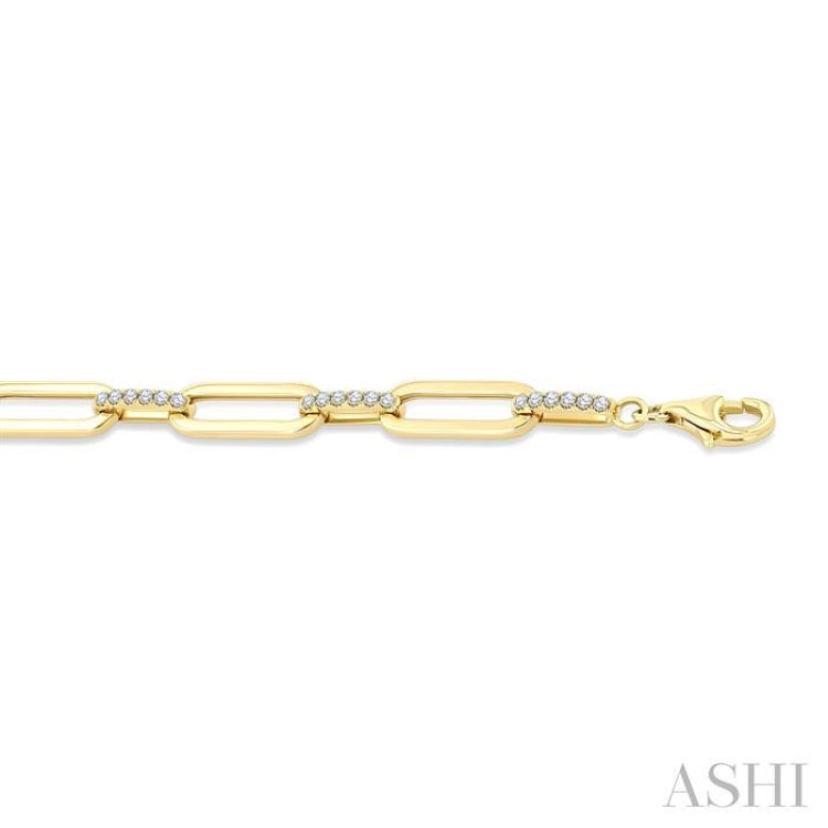 3/4 Ctw Paperclip Link Round Cut Diamond Aeris Gold Fashion Bracelet in 14K Yellow Gold