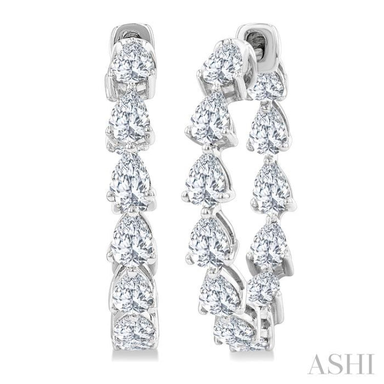 2 5/8 Ctw Inside-Out Pear Cut Diamond Fashion Hoop Earrings in 14K White Gold