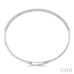 2 Ctw Round Cut Diamond Halfway Straight Flex Bangle in 14K White Gold