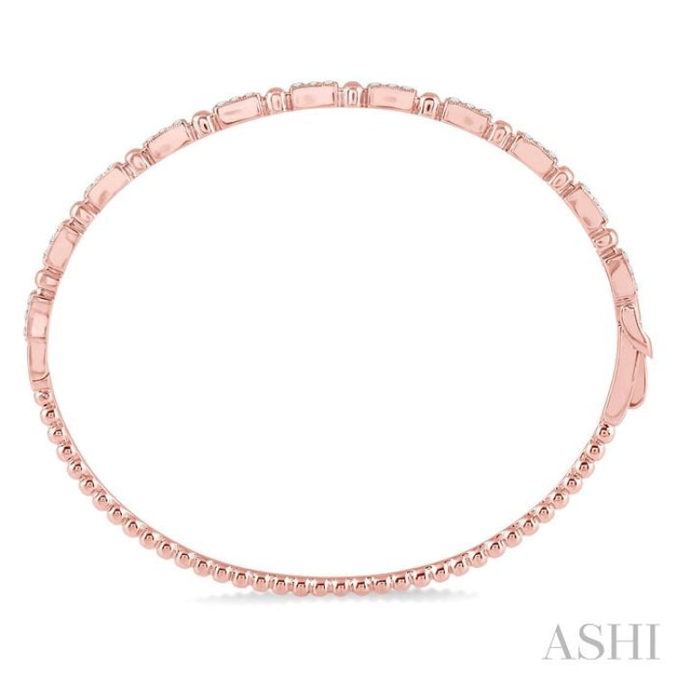 1/2 Ctw Box Link Round Cut Stackable Diamond Bangle in 14K Rose Gold