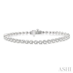 4 Ctw Round Cut Diamond 3-Prong Tennis Bracelet in 14K White Gold
