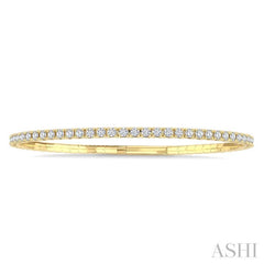 3 Ctw Round Cut Diamond Full way Straight Flex Bangle in 14K Yellow Gold