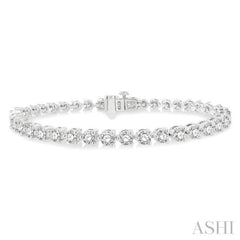 7 Ctw Round Cut Diamond 3-Prong Tennis Bracelet in 14K White Gold