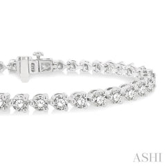 7 Ctw Round Cut Diamond 3-Prong Tennis Bracelet in 14K White Gold