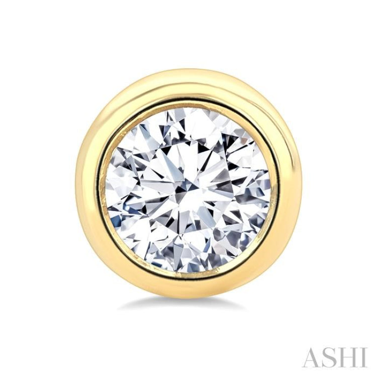3/8 Ctw Bezel Set Round Cut Diamond Stud Earrings in 14K Yellow Gold