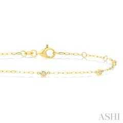 1/10 Ctw Round Cut Diamond Paperclip Station Bracelet in 14K Yellow Gold